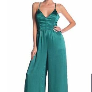 Lush Teal Satin Crossback Jumpsuit